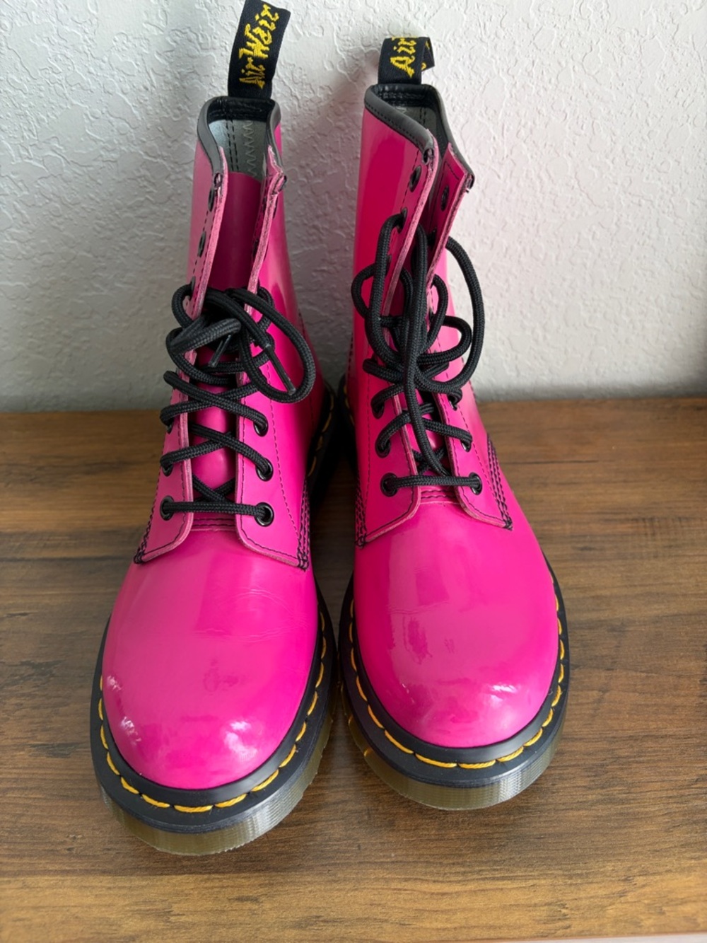 Dr. Martens Hot Pink Lace-Up Combat Boots - Picture 7 of 7